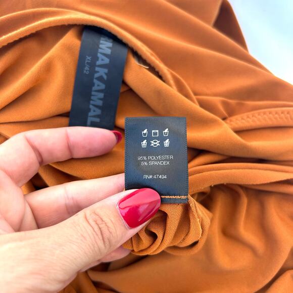 Norma Kamali Diana One Shoulder Midi Cocktail Dress Cinnamon Rust XL Orange - Picture 8 of 8